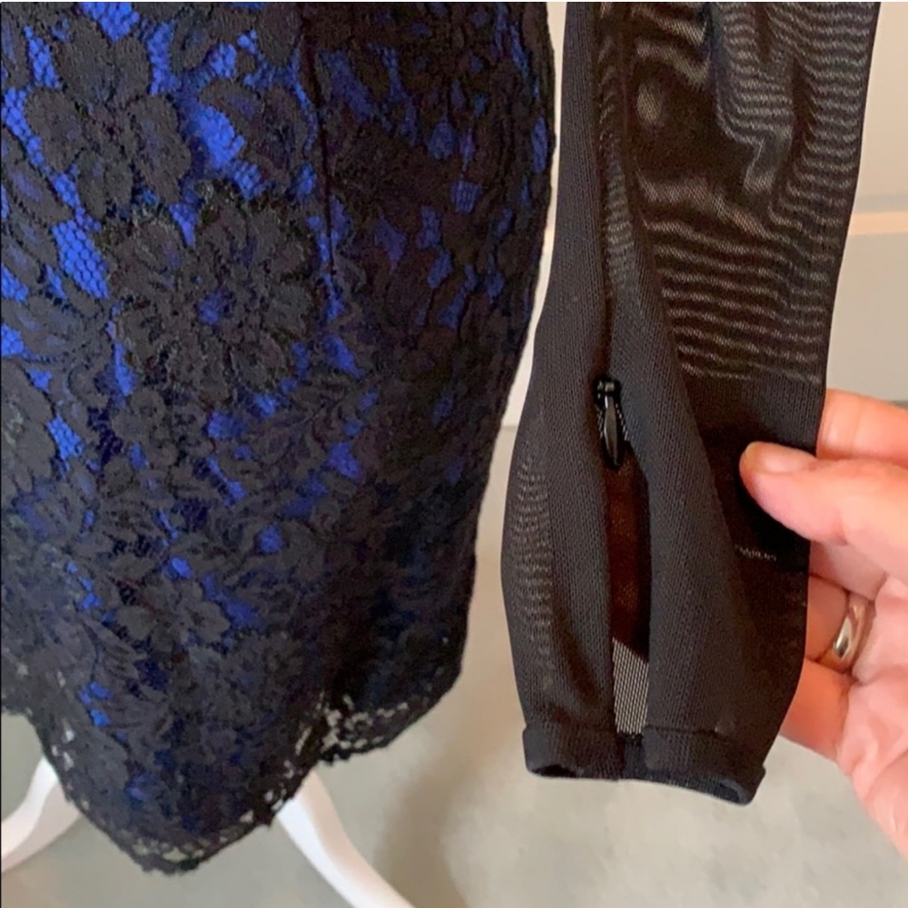 Monique Lhuillier royal and black lace dress! - Picture 3 of 6